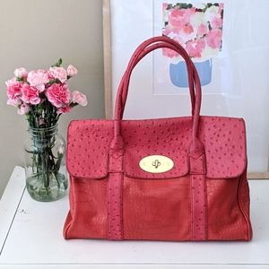 pink & orange faux crocodile faux leather handbag